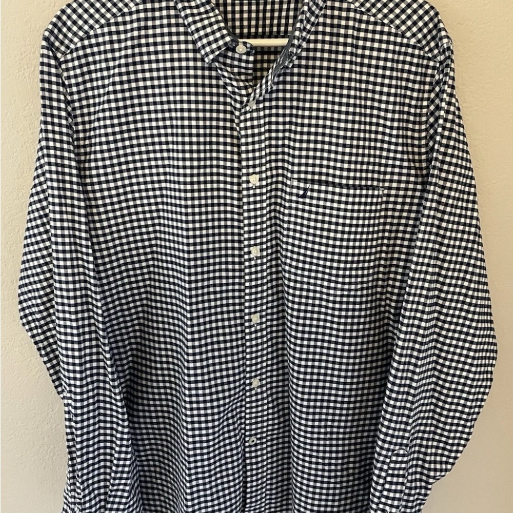 Nautica Navy and White Checkered Shirt